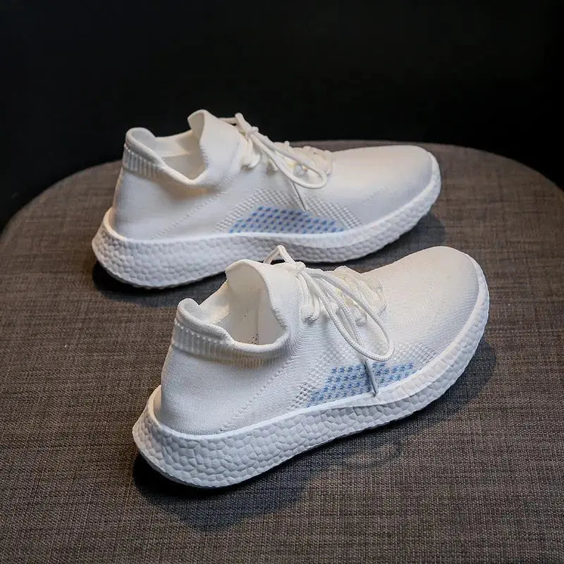 2023 summer new breathable flying woven shoes female ins couple casual shoes female thick-soled running sneakers male BR001 - alvin