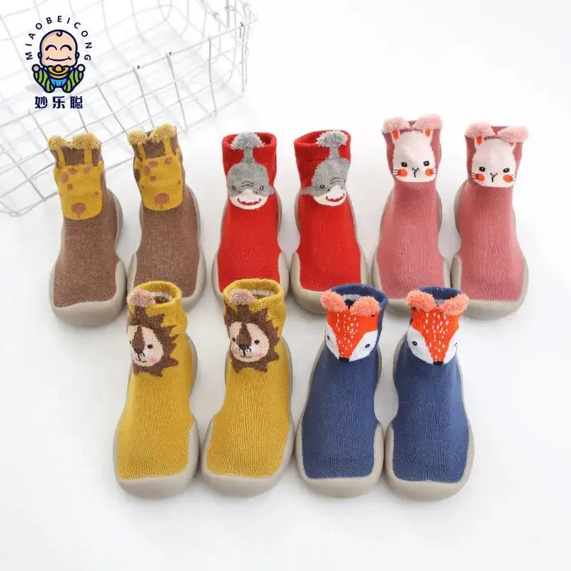 0-4 years old baby toddler shoes new spring and autumn mid-tube cartoon children's socks shoes soft bottom anti-drop baby floor shoes - alvin