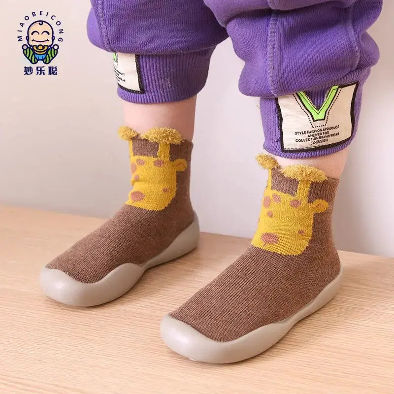 0-4 years old baby toddler shoes new spring and autumn mid-tube cartoon children's socks shoes soft bottom anti-drop baby floor shoes - alvin