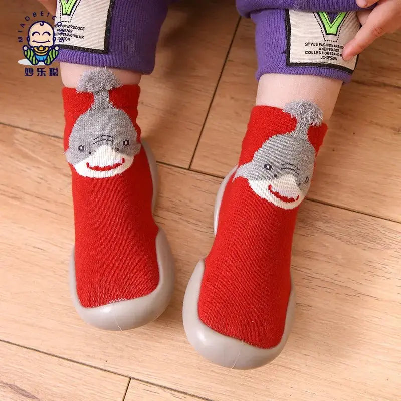 0-4 years old baby toddler shoes new spring and autumn mid-tube cartoon children's socks shoes soft bottom anti-drop baby floor shoes - alvin