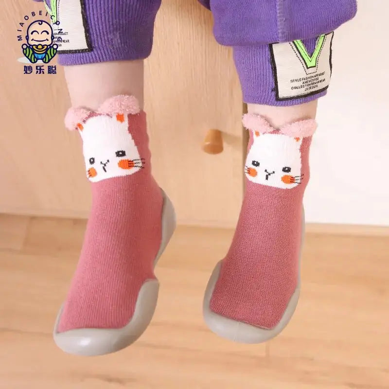 0-4 years old baby toddler shoes new spring and autumn mid-tube cartoon children's socks shoes soft bottom anti-drop baby floor shoes - alvin