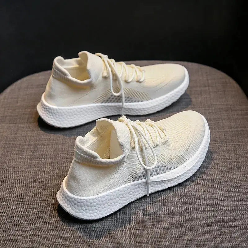 2023 summer new breathable flying woven shoes female ins couple casual shoes female thick-soled running sneakers male BR001 - alvin