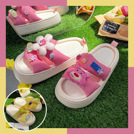 BL White Deer Shoes Home Cartoon Slippers 2022 New Family Dressing Double Three-dimensional Doll One Word Slippers Consignment - alvin