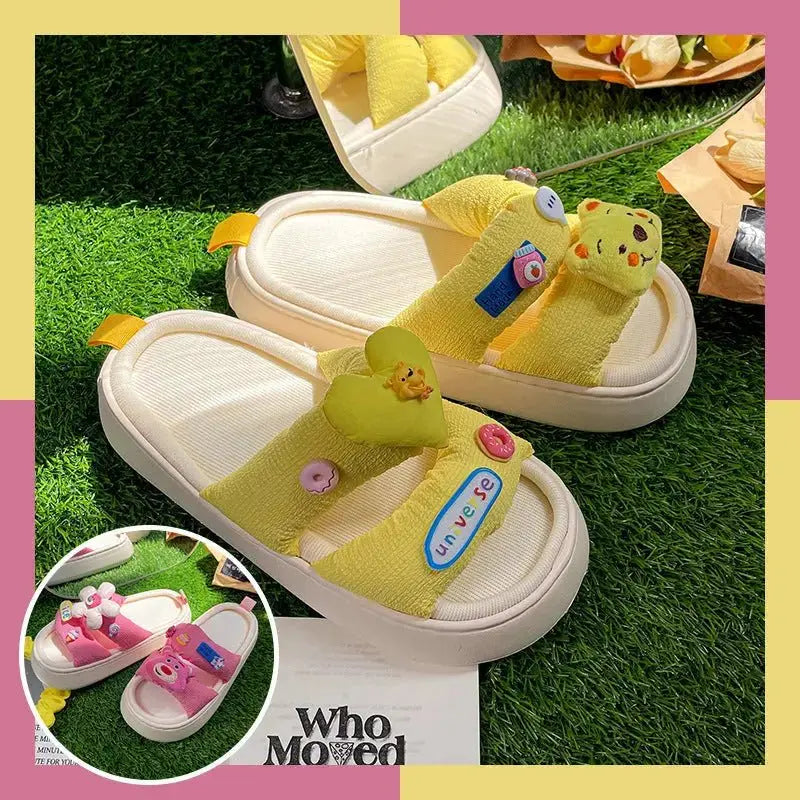 BL White Deer Shoes Home Cartoon Slippers 2022 New Family Dressing Double Three-dimensional Doll One Word Slippers Consignment - alvin