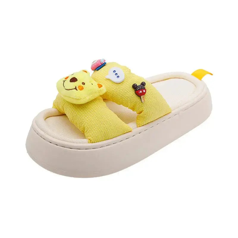 BL White Deer Shoes Home Cartoon Slippers 2022 New Family Dressing Double Three-dimensional Doll One Word Slippers Consignment - alvin