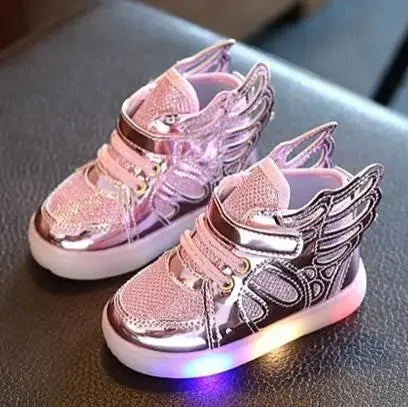 Children Baby Luminous Shoes Boys Girls Flying Wing Light Up Colorful Glowing Sneakers Kids Leisure Sports Christmas Halloween - alvin