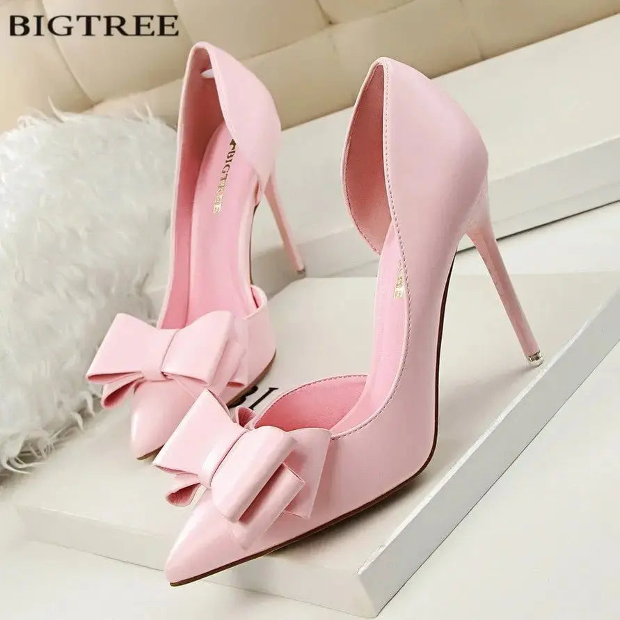 Elegant Pumps Sweet Bowknot High-Heeled Shoes - alvin