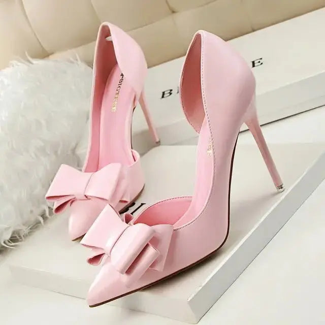 Elegant Pumps Sweet Bowknot High-Heeled Shoes - alvin