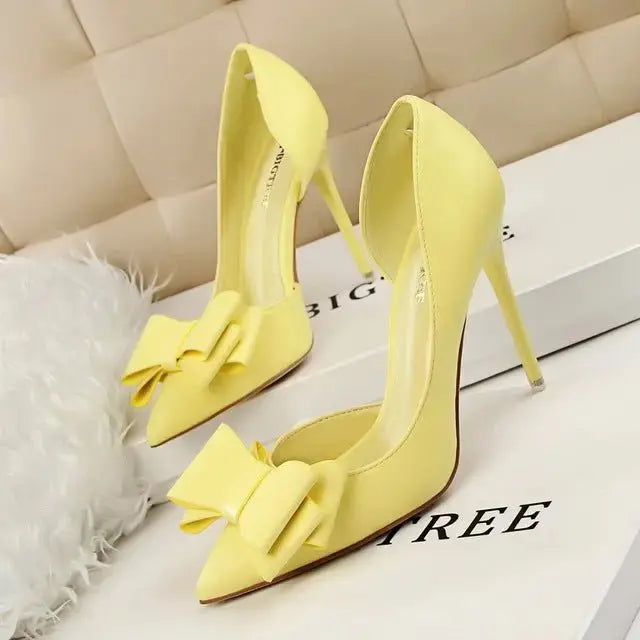 Elegant Pumps Sweet Bowknot High-Heeled Shoes - alvin