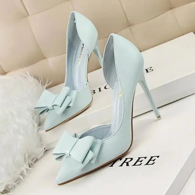 Elegant Pumps Sweet Bowknot High-Heeled Shoes - alvin