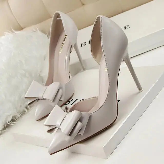 Elegant Pumps Sweet Bowknot High-Heeled Shoes - alvin