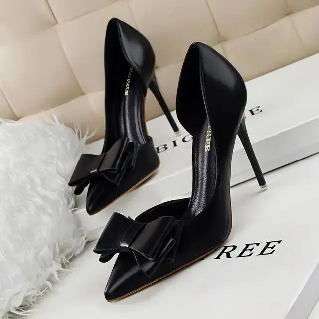 Elegant Pumps Sweet Bowknot High-Heeled Shoes - alvin