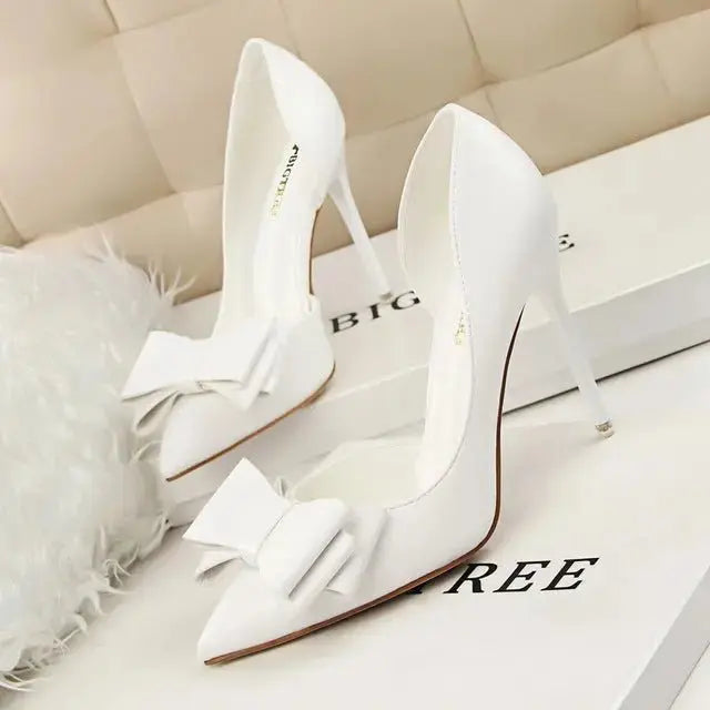 Elegant Pumps Sweet Bowknot High-Heeled Shoes - alvin