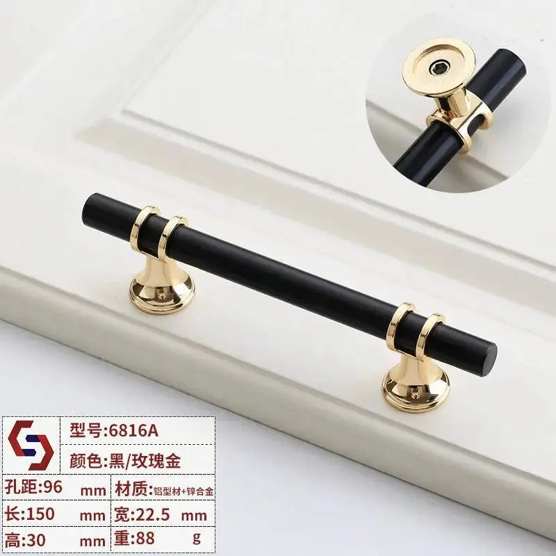 Factory direct sale simple cabinet wardrobe cabinet door handle simple Nordic black bathroom cabinet drawer shoe cabinet handle - alvin