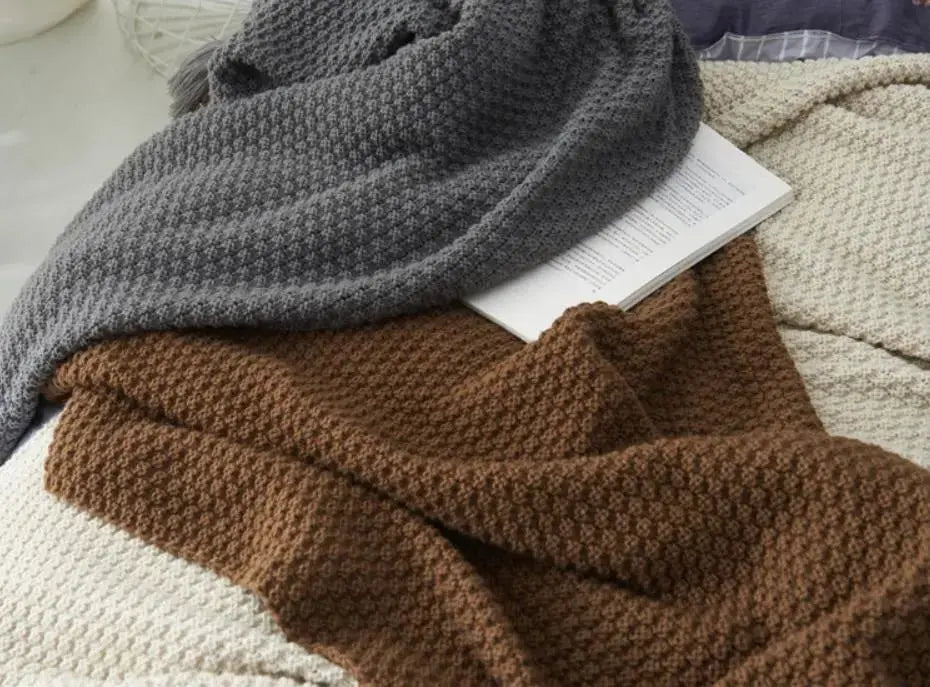 Fringed Knitting Blanket Wool Blanket - alvin