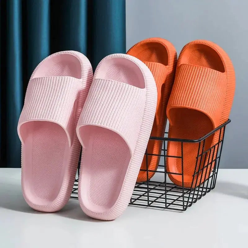 Indoor Bathroom Slippers Women Thick Non-slip Home Interior Anti-slip Deodorant Slides Men Ladys Heighten Soft Shoes Sandals - alvin