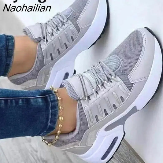 Naohailian Women's Sneakers Mesh Platform Breathable Sport Design Vulcanized Shoes for Women Wedges Female Footwear Zapatillas Mujer - alvin