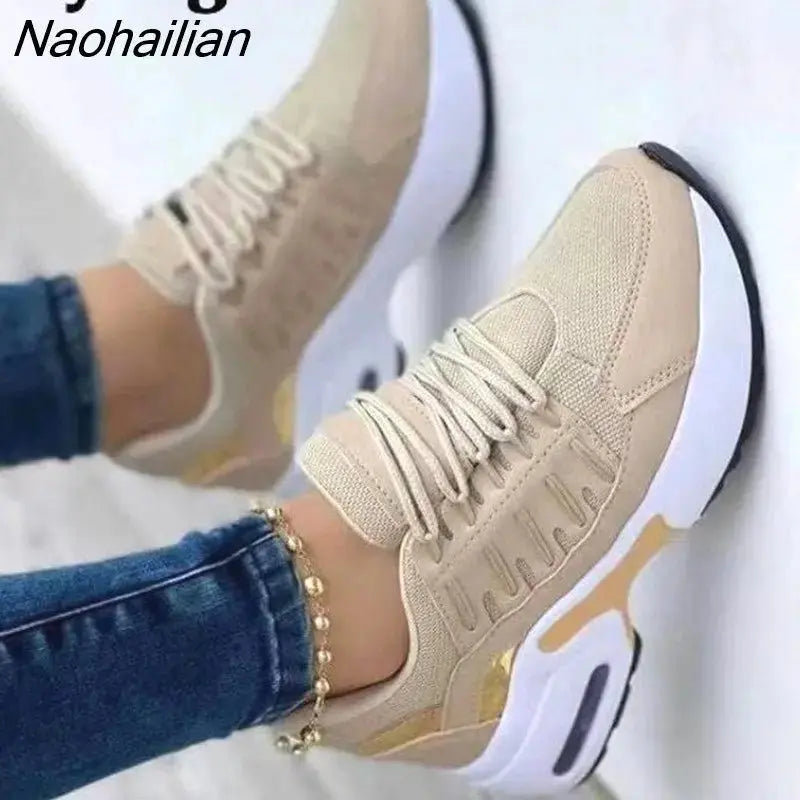 Naohailian Women's Sneakers Mesh Platform Breathable Sport Design Vulcanized Shoes for Women Wedges Female Footwear Zapatillas Mujer - alvin