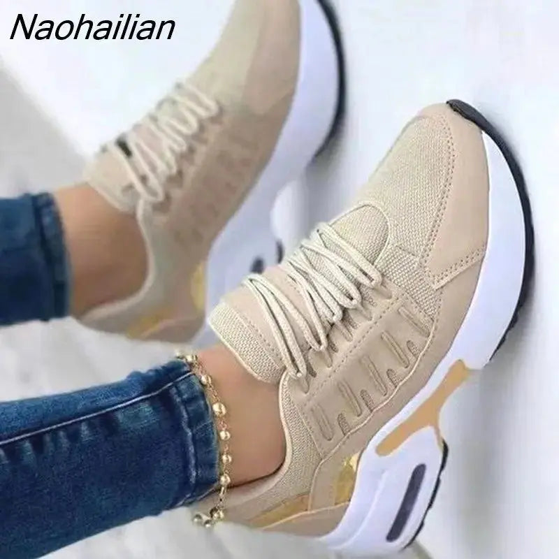 Naohailian Women's Sneakers Mesh Platform Breathable Sport Design Vulcanized Shoes for Women Wedges Female Footwear Zapatillas Mujer - alvin