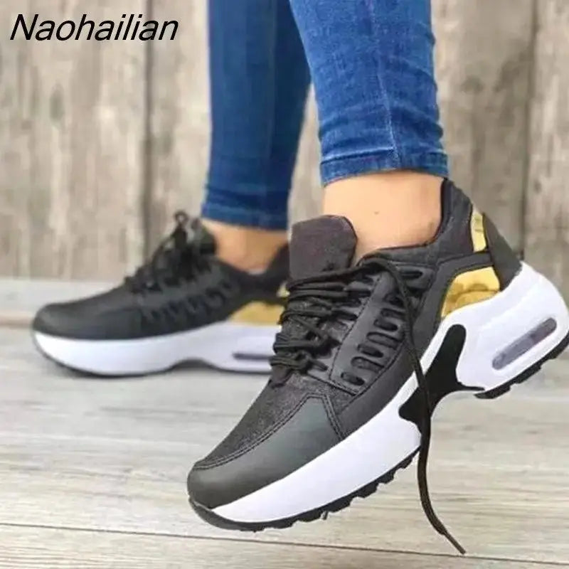 Naohailian Women's Sneakers Mesh Platform Breathable Sport Design Vulcanized Shoes for Women Wedges Female Footwear Zapatillas Mujer - alvin