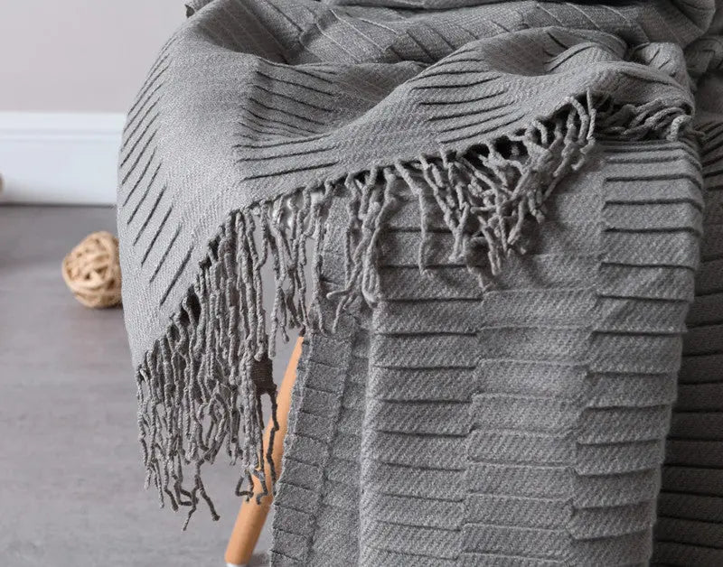 Plain knitted wool blanket - alvin