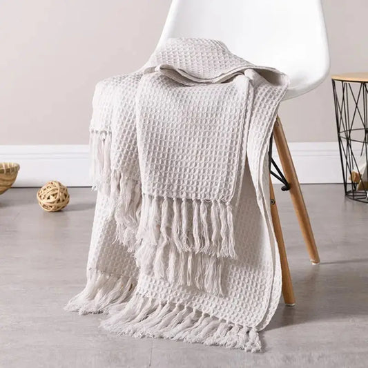 Plain knitted wool blanket - alvin