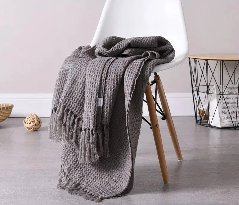 Plain knitted wool blanket - alvin