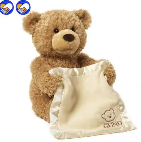 Teddy Bear Plush Doll Stuffed Animals Hide Seek Musical Shy Bear Play Toy Gift for Children Kids Friend - alvin