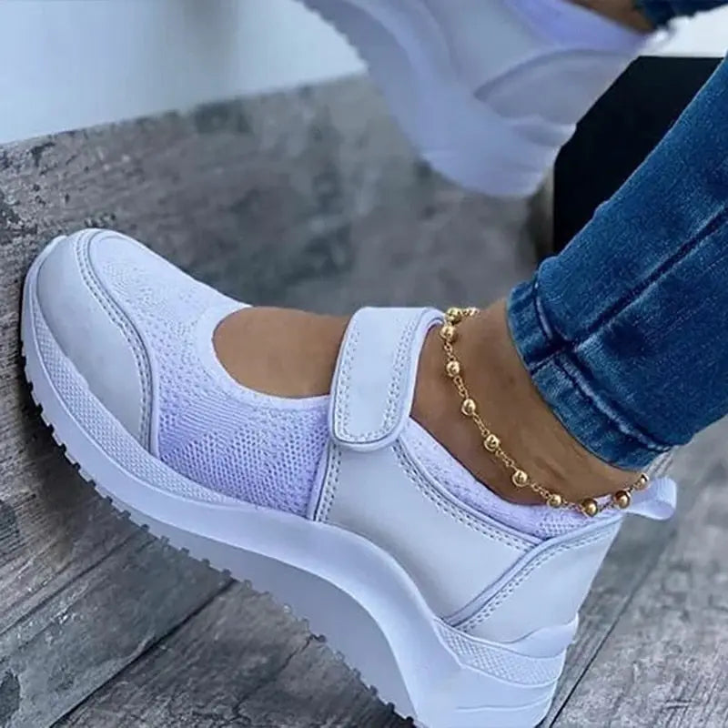 Vulcanize Shoes Sneakers Women Shoes Ladies Slip-On Knit Solid Color Sneakers for Female Sport Mesh Casual Shoes for Women 2021 - Channelwill