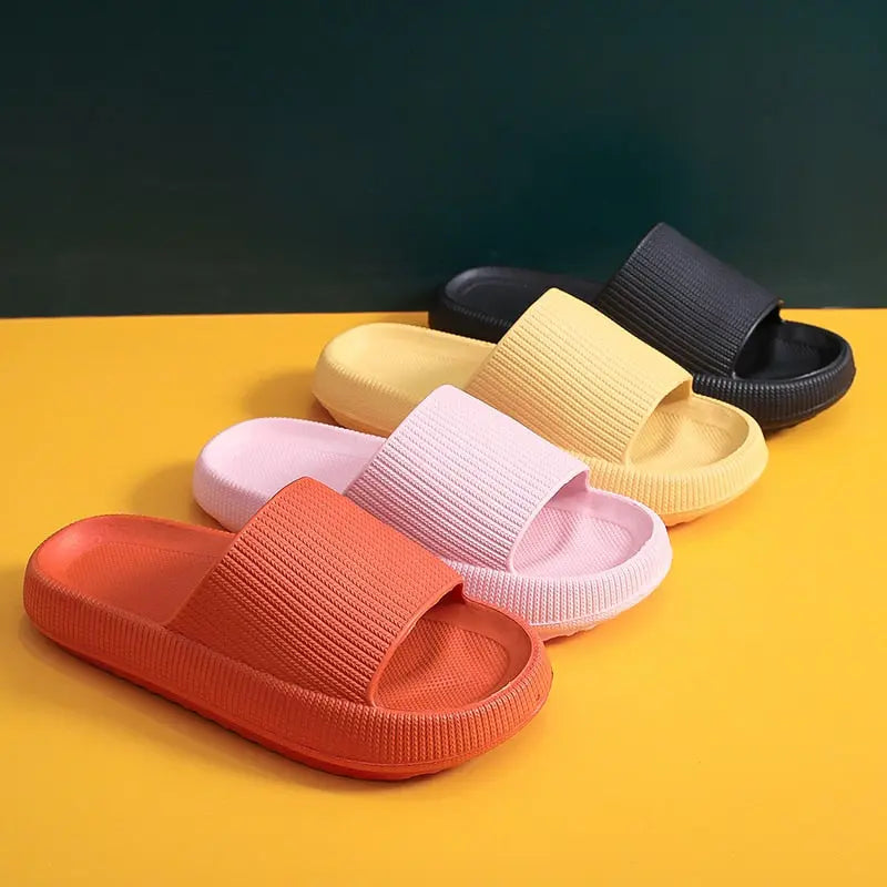 Women Thick Platform Slippers Summer Beach Eva Soft Sole Slide Sandals Leisure Men Ladies Indoor Bathroom Anti-slip Shoes - Channelwill