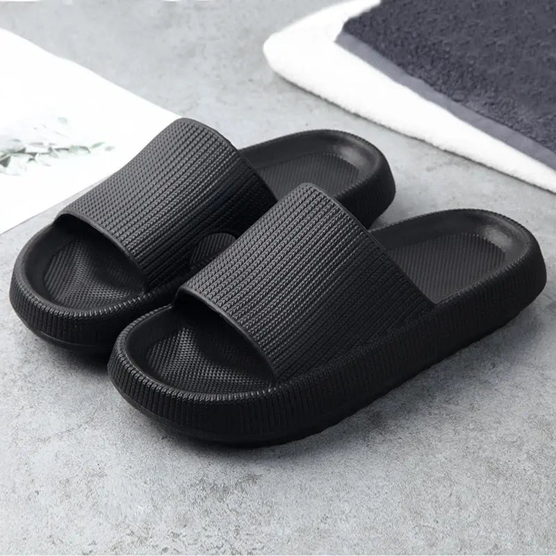 Women Thick Platform Slippers Summer Beach Eva Soft Sole Slide Sandals Leisure Men Ladies Indoor Bathroom Anti-slip Shoes - Channelwill