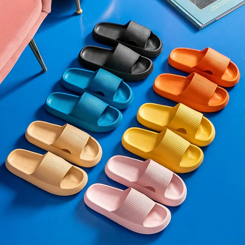 Women Thick Platform Slippers Summer Beach Eva Soft Sole Slide Sandals Leisure Men Ladies Indoor Bathroom Anti-slip Shoes - Channelwill