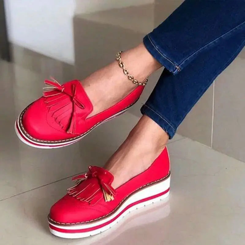 summer cross-border foreign trade new round head Japanese tassel women's casual lace platform lazy shoes flat shoes - Channelwill