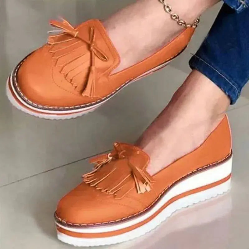 summer cross-border foreign trade new round head Japanese tassel women's casual lace platform lazy shoes flat shoes - Channelwill